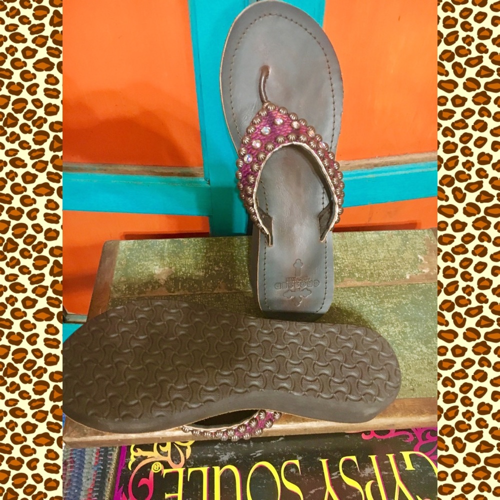 Gypsy Soule Bling Reptile Thong Sandals Flip Flops